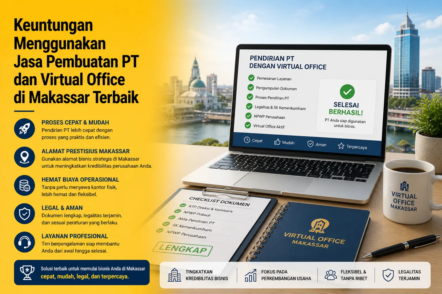 keuntungan menggunakan jasa pembuatan PT dan virtual office di Makassar