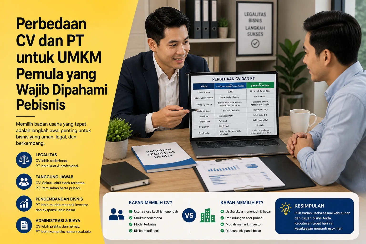 Perbedaan CV dan PT untuk UMKM pemula di Indonesia